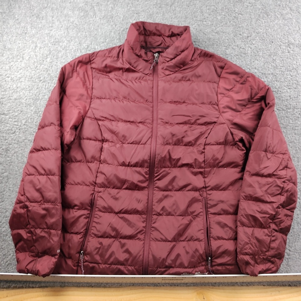 Eddie Bauer EB650 Red Puffer Jacket Womens Medium Outdoors Hiking Commute